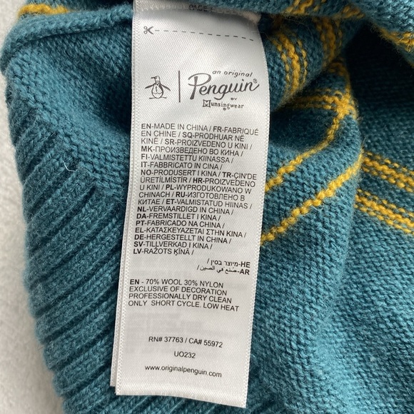 Original Penguin Windowpane Mock Neck Wool Blend Yarn Knit LS Pullover Sweater - Picture 14 of 14